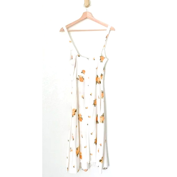 Reformation 6 Frankfort Button Front Floral Dress Tie Front Silky Yellow White - Picture 11 of 11